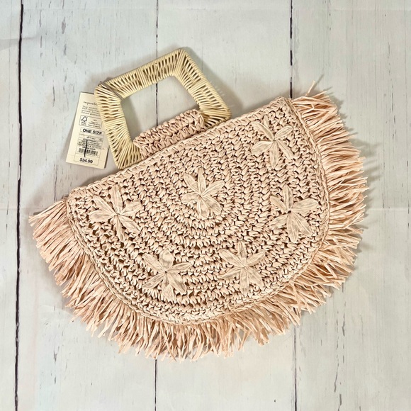 a new day Handbags - NWT Pink Woven Straw Purse w/ Rattan Handle by A NEW DAY